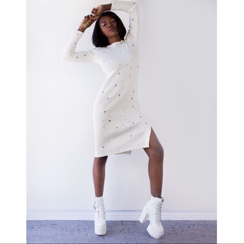 Cream sweater dress